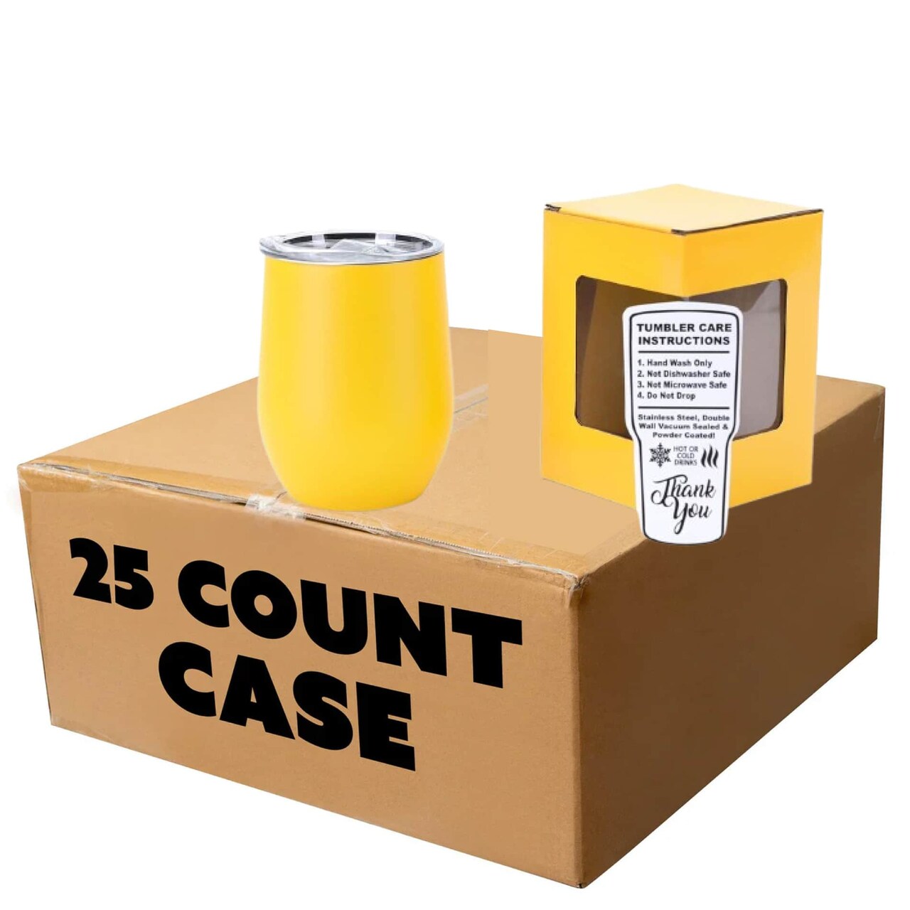 Makerflo 12 oz Powder Coated Wine Tumbler with Leak-Proof Clear Lid, Ideal for Craft and Personalization (Laser Engraving, UV DTF, Epoxy, and Vinyl)